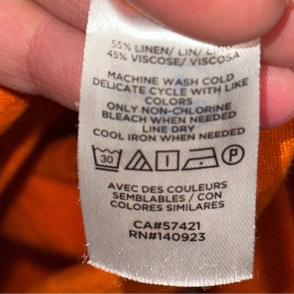 LOFT Linen Blend Orange Square Neck Flounce Tierred Dress Small - Picture 3 of 4